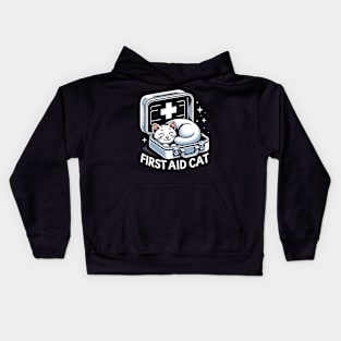 First Aid Cat Pun Nurse Doctor Healthcare Novelty Funny Cat Kids Hoodie